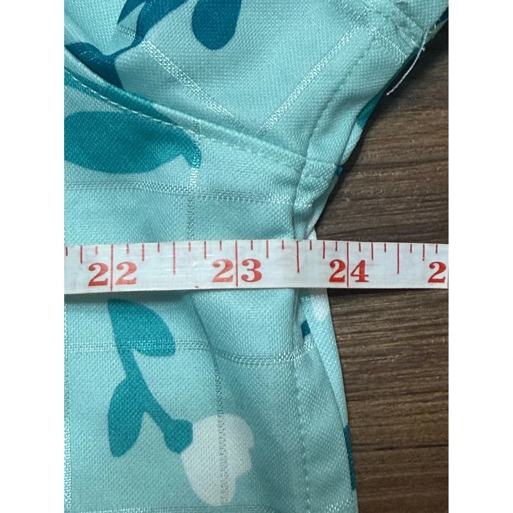Nike Dri-FIT Women Golf Breathe Blade Collar Polo Teal Floral Grid Sz 2XL